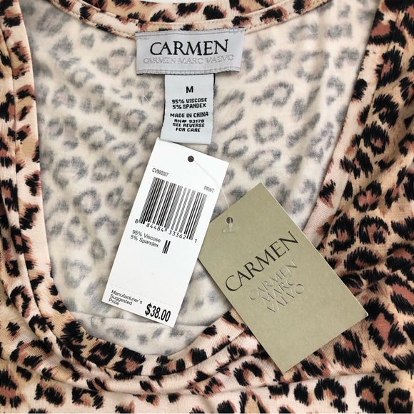 Carmen Marc Valvo Sleeveless Leopard Tank Hop - Picture 5 of 5